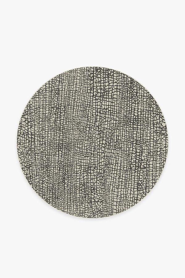 Crackle Black & White Rug 6' Round | Stain-Resistant