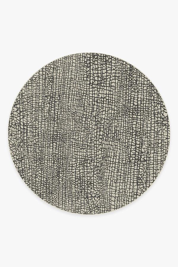 Crackle Black & White Rug 8' Round | Stain-Resistant
