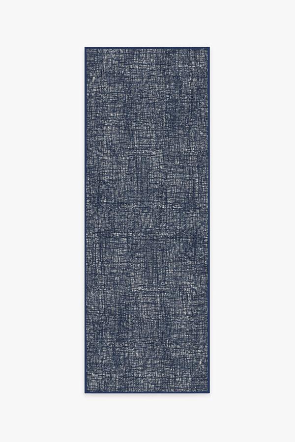 Crosshatch Sapphire Rug 2.5'x7' | Stain-Resistant