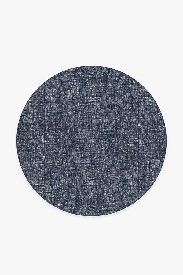 Crosshatch Sapphire Rug 6' Round | Stain-Resistant