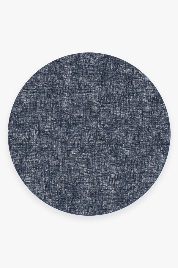 Crosshatch Sapphire Rug 8' Round | Stain-Resistant