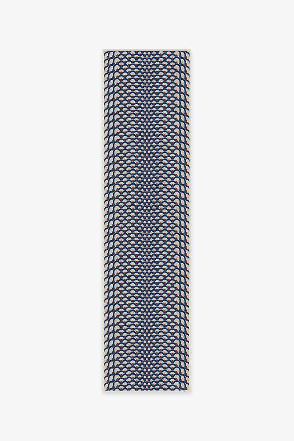 Cynthia Rowley Lamella Blue Rug 2.5'x10' | Stain-Resistant