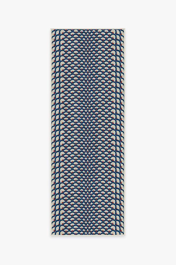 Cynthia Rowley Lamella Blue Rug 2.5'x7' | Stain-Resistant