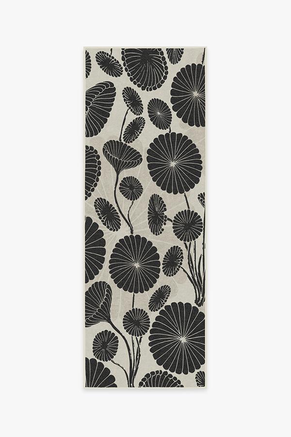 Cynthia Rowley Pompom Black & White Rug 2.5'x7' | Stain-Resistant