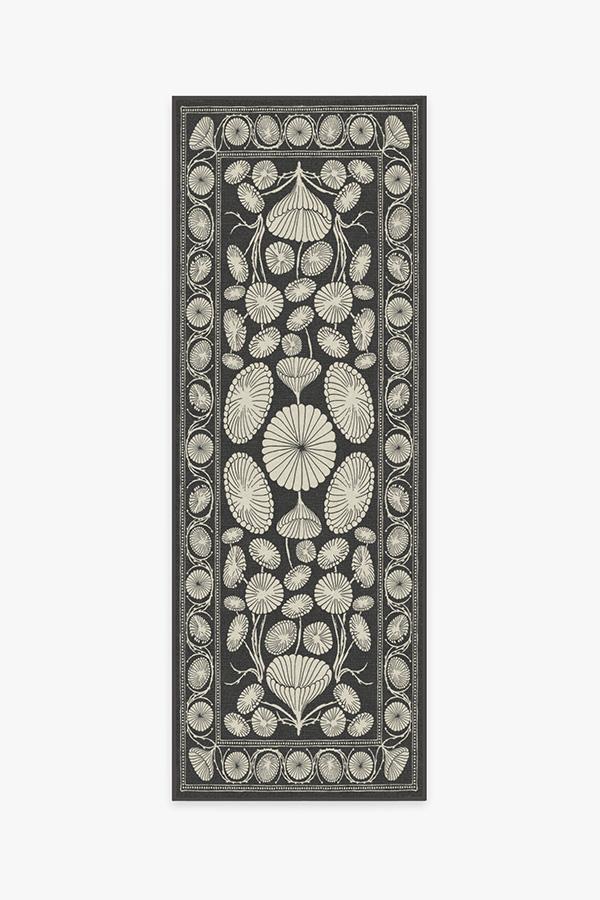 Cynthia Rowley Suzani Black Rug 2.5'x7' | Stain-Resistant