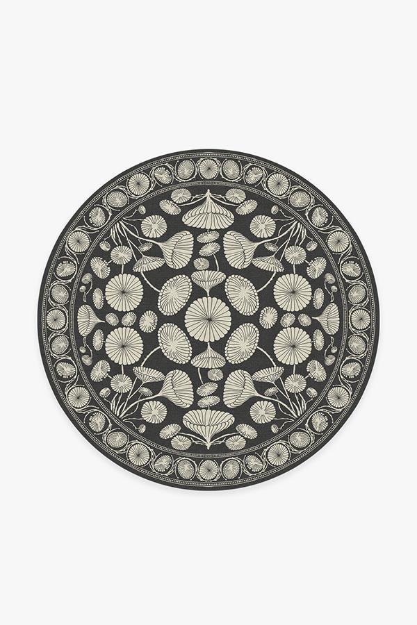 Cynthia Rowley Suzani Black Rug 6' Round | Stain-Resistant