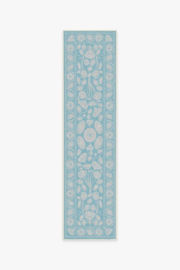 Cynthia Rowley Suzani Powder Blue Rug 2.5'x10' | Stain-Resistant