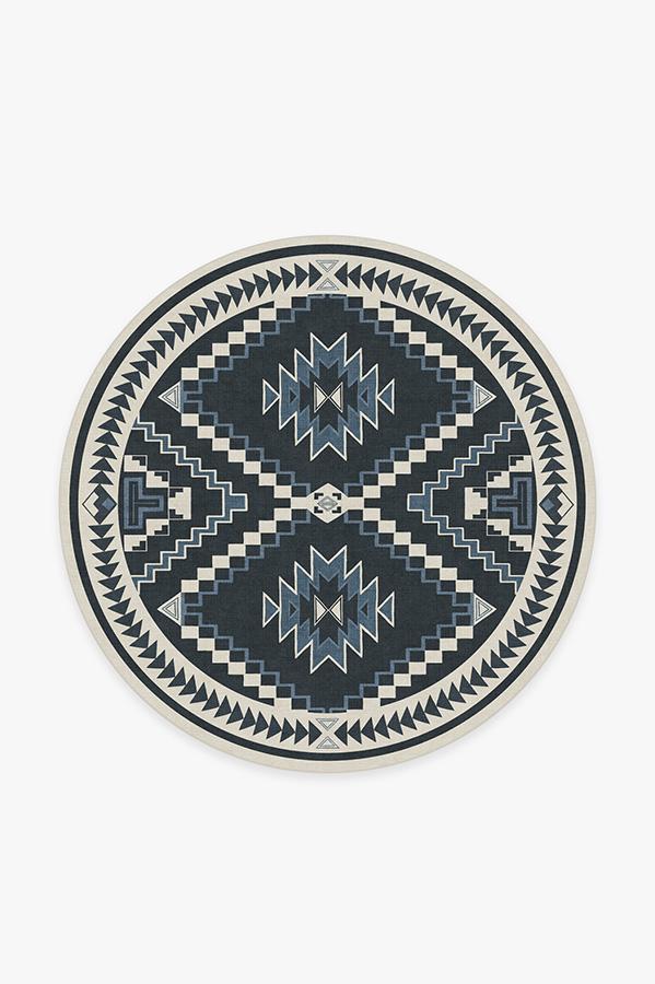 Dakotah Ivory Blue Rug 6' Round | Stain-Resistant