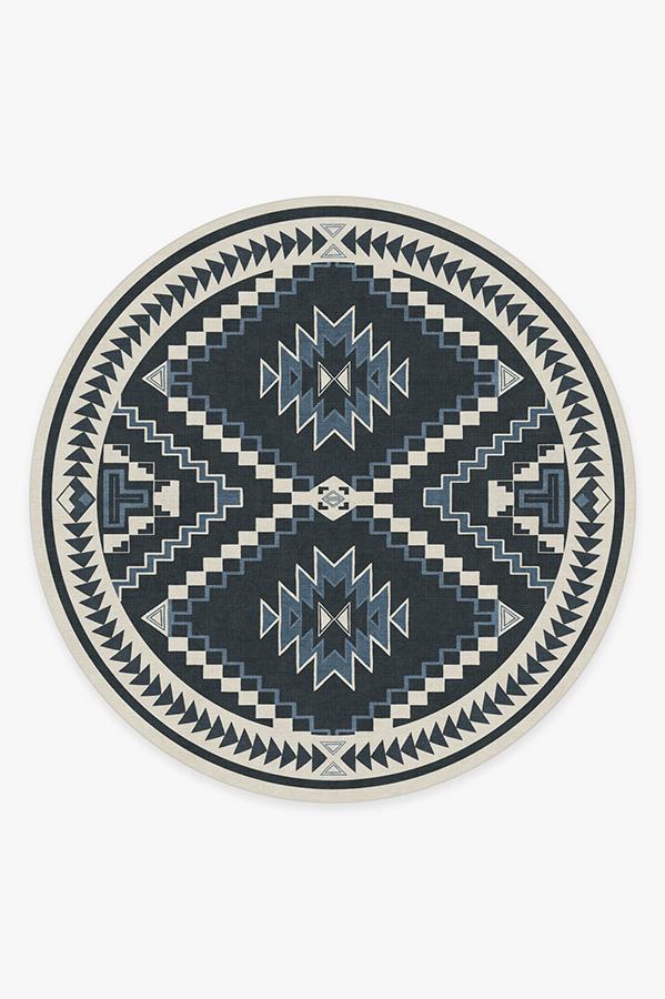 Dakotah Ivory Blue Rug 8' Round | Stain-Resistant