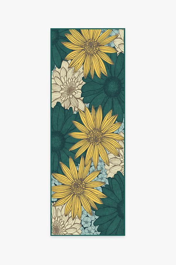 Daphne Turquoise Rug 2.5'x10' | Stain-Resistant
