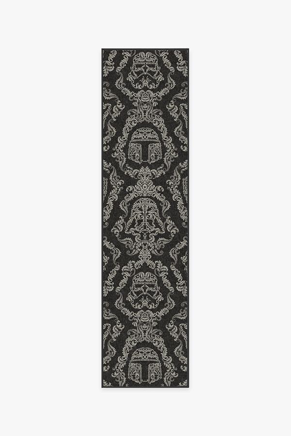 Dark Side Damask Charcoal Rug 2.5'x10' | Stain-Resistant