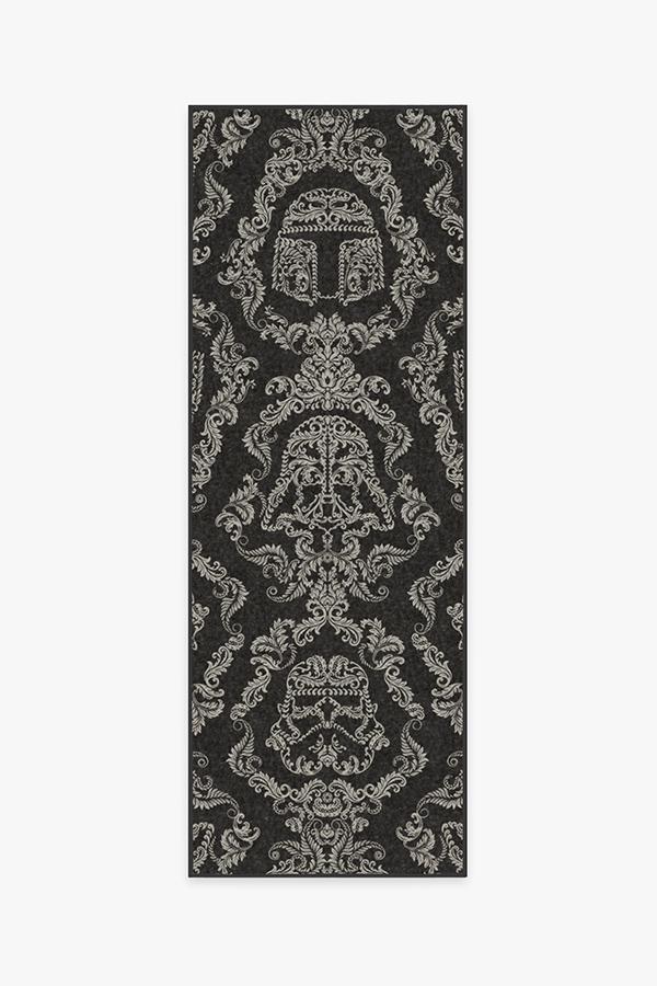 Dark Side Damask Charcoal Rug 2.5'x7' | Stain-Resistant