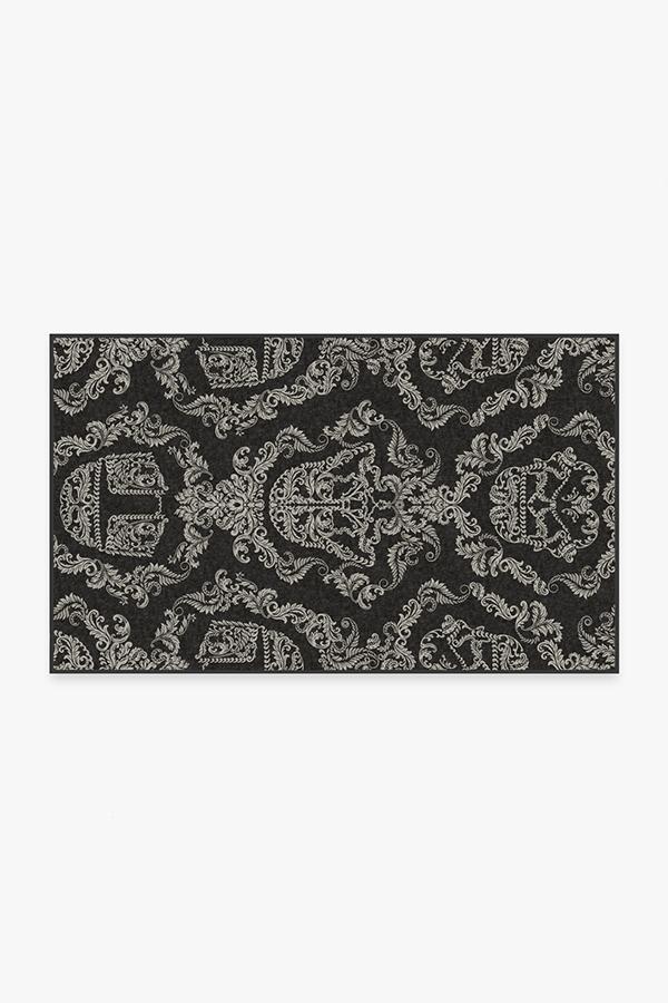Dark Side Damask Charcoal Rug 3'x5' | Stain-Resistant