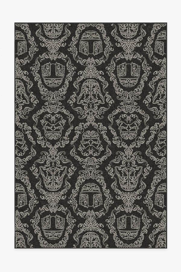 Dark Side Damask Charcoal Rug 6'x9' | Stain-Resistant
