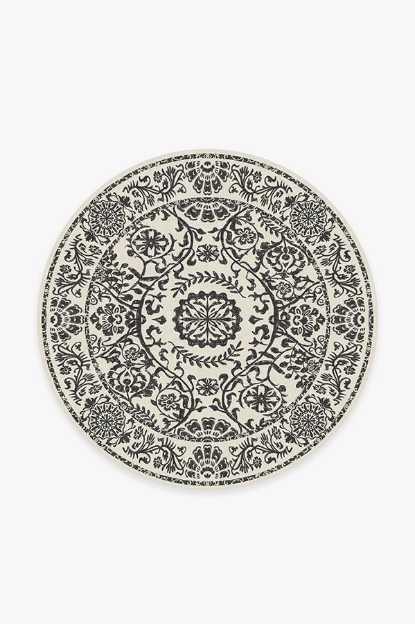 Delphina Black & White Rug 6' Round | Stain-Resistant