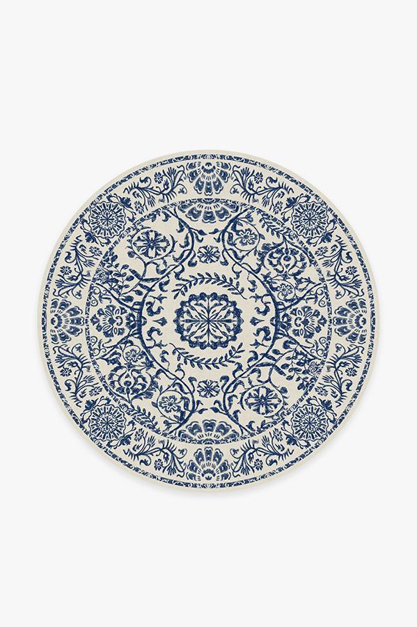 Delphina Delft Blue Rug 6' Round | Stain-Resistant