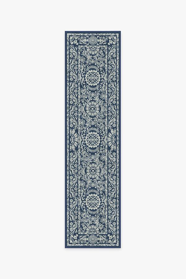 Delphina Navy Blue Rug 2.5'x10' | Stain-Resistant
