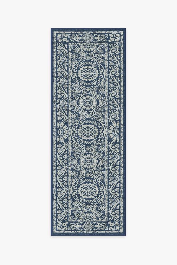 Delphina Navy Blue Rug 2.5'x7' | Stain-Resistant