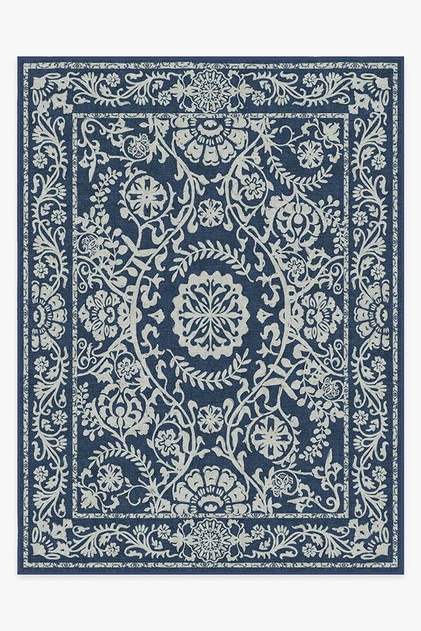 Delphina Navy Blue Rug 9'x12' | Stain-Resistant