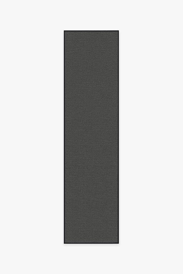 Outdoor Denim Solid Black Rug 2.5'x10' | Stain-Resistant