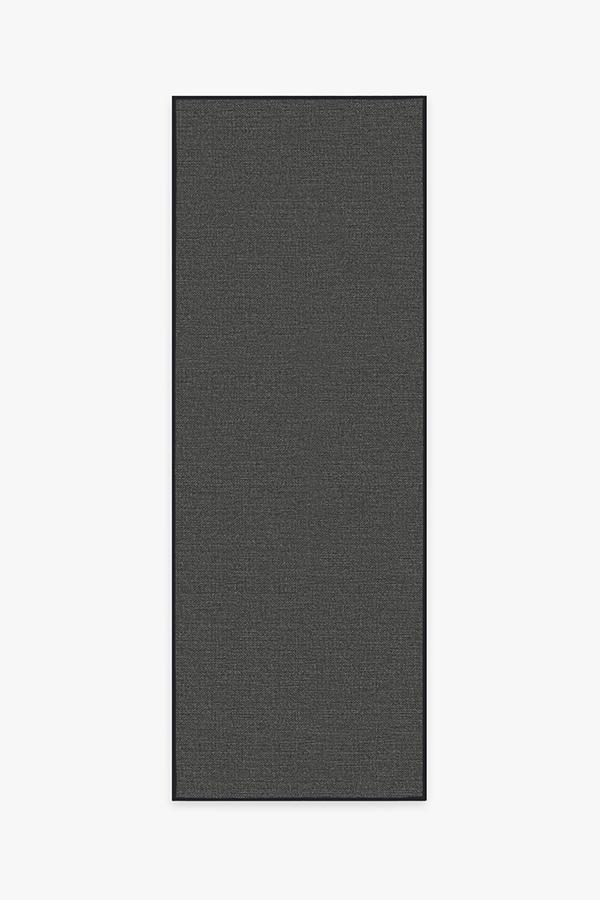 Outdoor Denim Solid Black Rug 2.5'x7' | Stain-Resistant