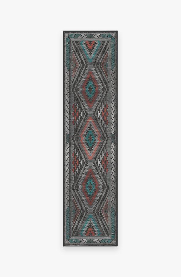 Dessa Diamond Charcoal Rug 2.5'x10' | Stain-Resistant