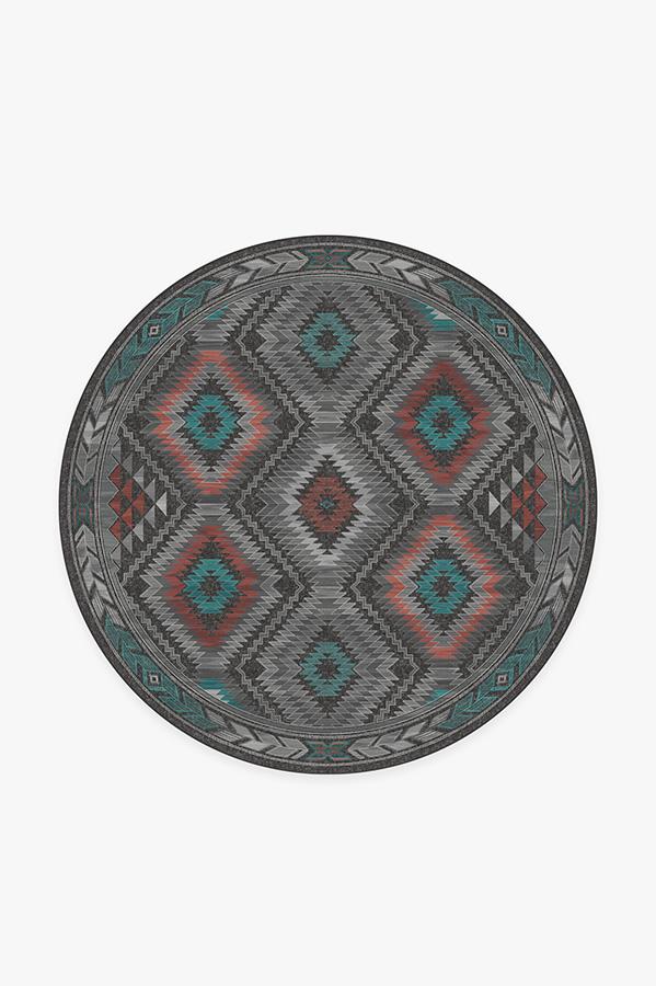 Dessa Diamond Charcoal Rug 6' Round | Stain-Resistant