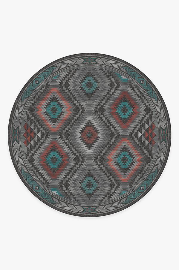 Dessa Diamond Charcoal Rug 8' Round | Stain-Resistant