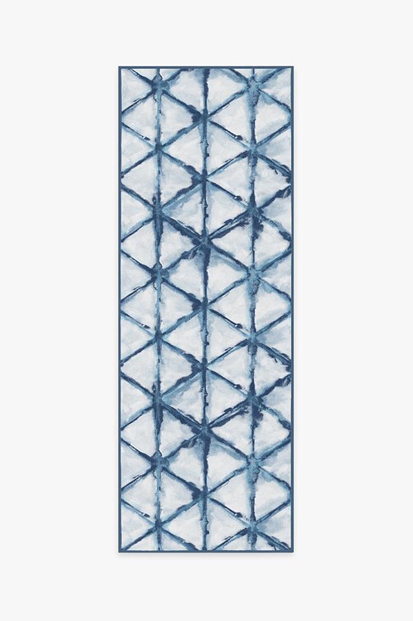 Diamond Shibori Indigo Rug 2.5'x10' | Stain-Resistant