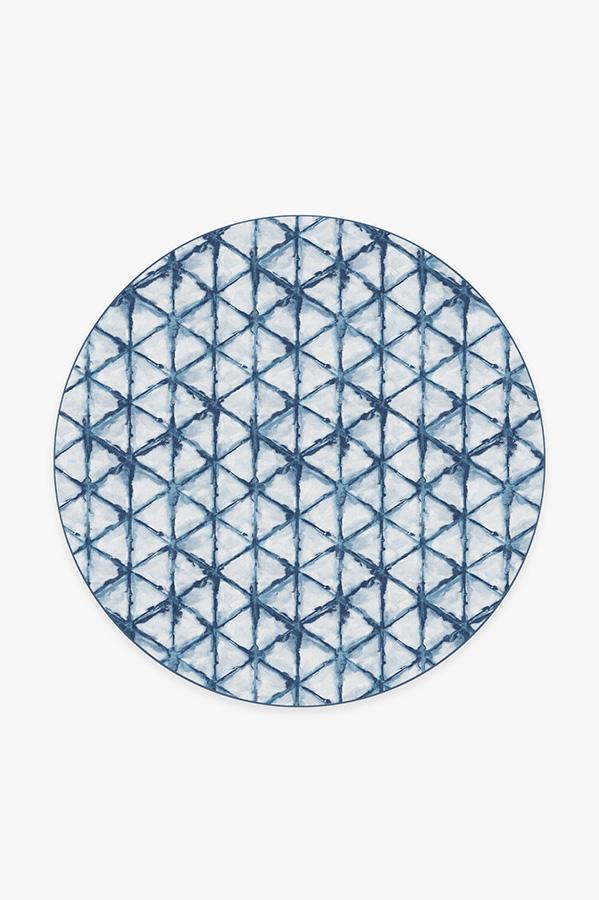 Diamond Shibori Indigo Rug 6' Round | Stain-Resistant