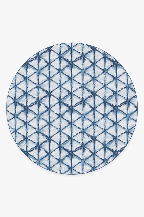 Diamond Shibori Indigo Rug 8' Round | Stain-Resistant