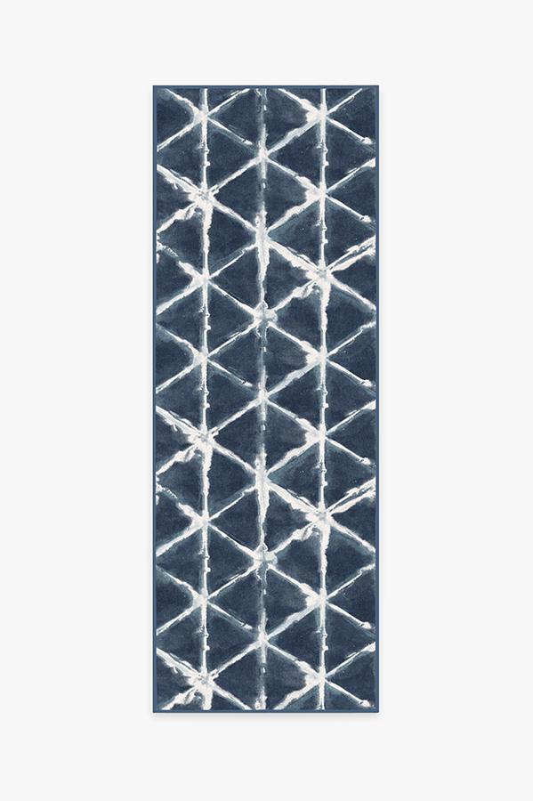 Diamond Shibori Navy Rug 2.5'x7' | Stain-Resistant