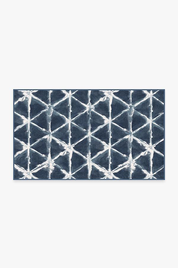 Diamond Shibori Navy Rug 3'x5' | Stain-Resistant