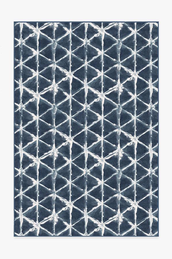 Diamond Shibori Navy Rug 6'x9' | Stain-Resistant