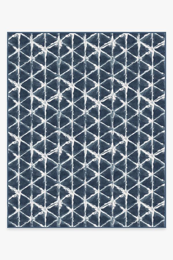 Diamond Shibori Navy Rug 8'x10' | Stain-Resistant