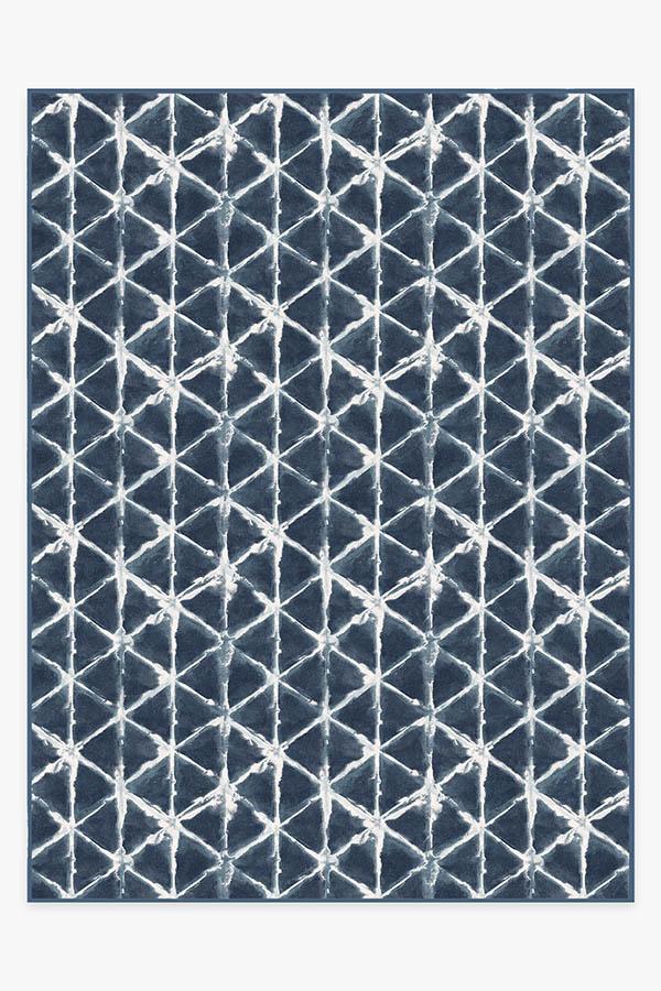 Diamond Shibori Navy Rug 9'x12' | Stain-Resistant