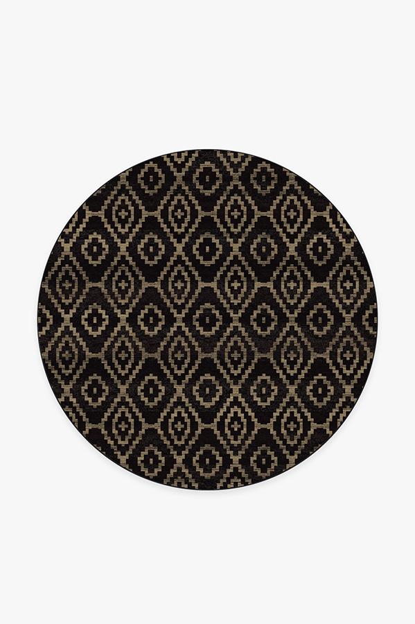 Diamond Trellis Black Rug 6' Round | Stain-Resistant