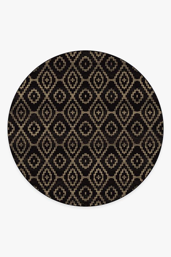 Diamond Trellis Black Rug 8' Round | Stain-Resistant