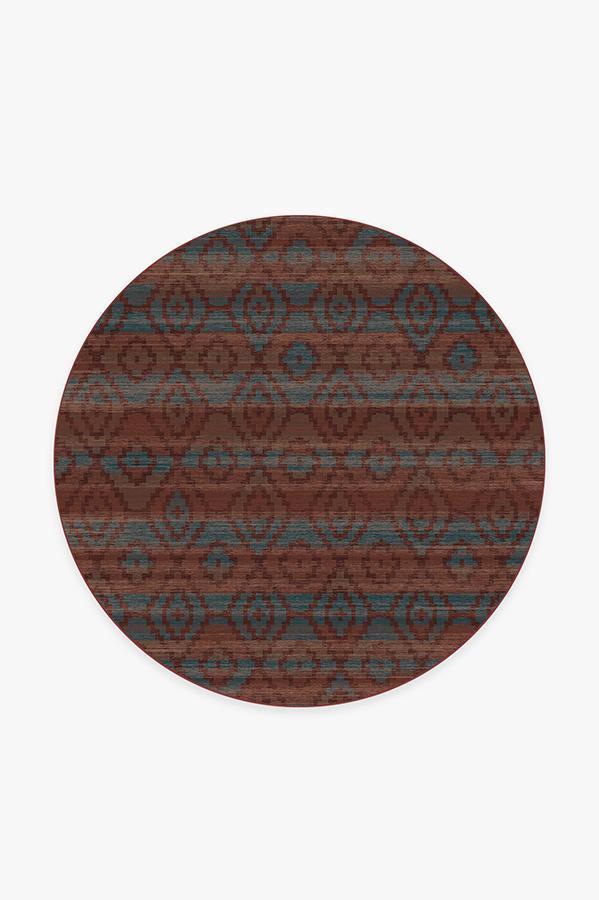 Diamond Trellis Brick Red Rug 6' Round | Stain-Resistant