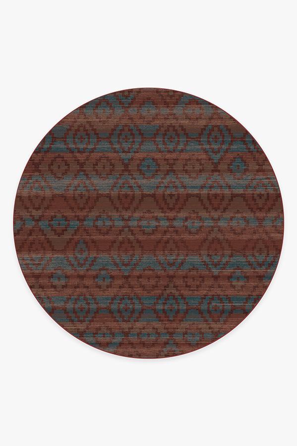 Diamond Trellis Brick Red Rug 8' Round | Stain-Resistant