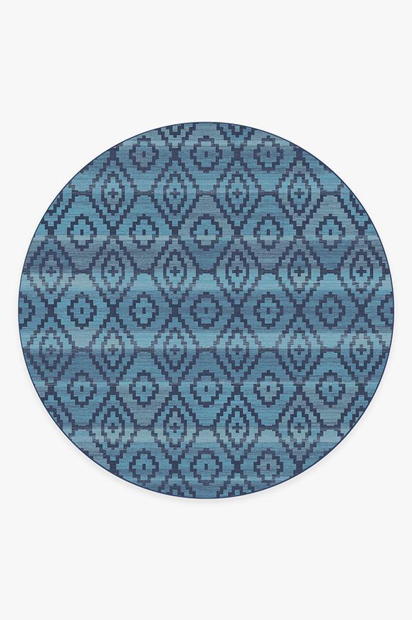 Diamond Trellis Ocean Rug 8' Round | Stain-Resistant