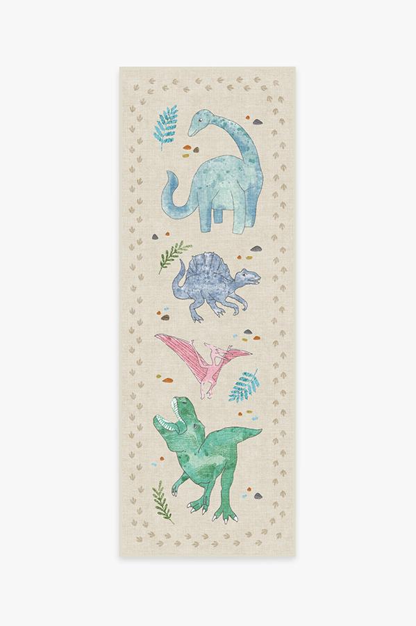 Dinosaur Parade Multicolor Rug 2.5'x7' | Stain-Resistant