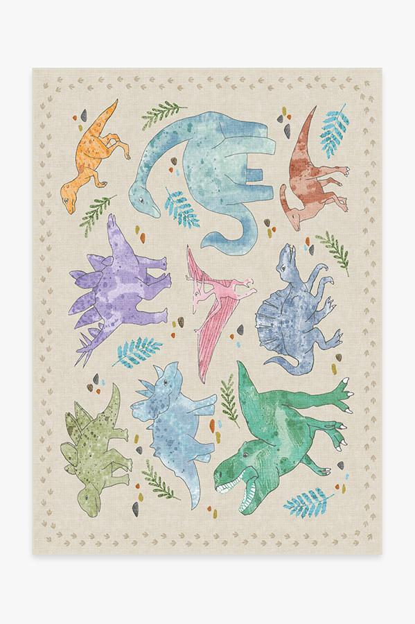 Dinosaur Parade Multicolor Rug 5'x7' | Stain-Resistant