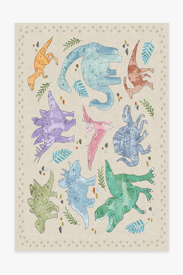 Dinosaur Parade Multicolor Rug 6'x9' | Stain-Resistant