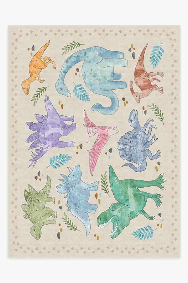 Dinosaur Parade Multicolor Rug 9'x12' | Stain-Resistant