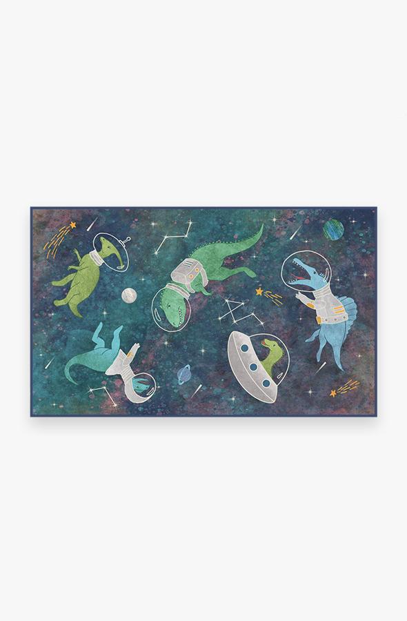 Dinosaurs in Space Rug 3'x5' | Stain-Resistant