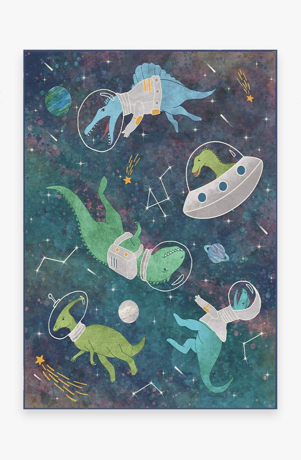 Dinosaurs in Space Rug 5'x7' | Stain-Resistant