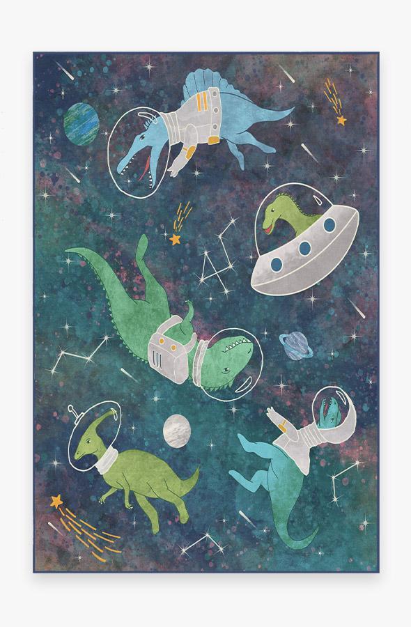 Dinosaurs in Space Rug 6'x9' | Stain-Resistant