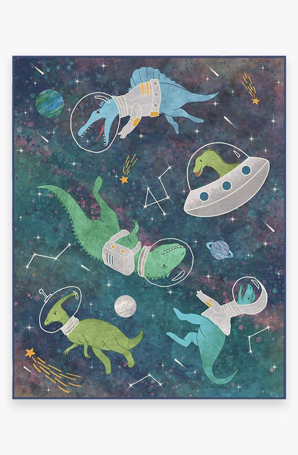Dinosaurs in Space Rug 8'x10' | Stain-Resistant