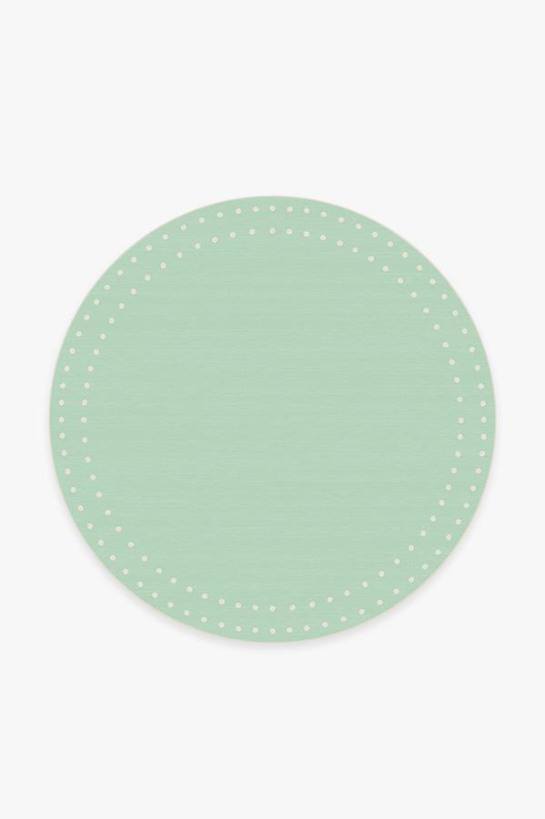 Dot Border Mint Rug 6' Round | Stain-Resistant